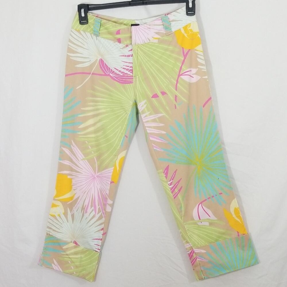 Gap tropical palm cuffed crop capri pants 29 wst